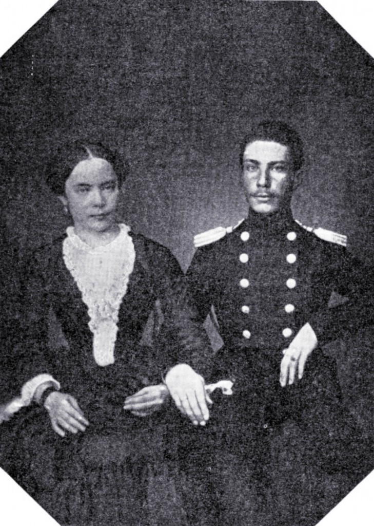 Podporucznik saperów Romuald Traugutt z żoną Anną z Pikielów, zdjęcie poślubne, lipiec 1852.