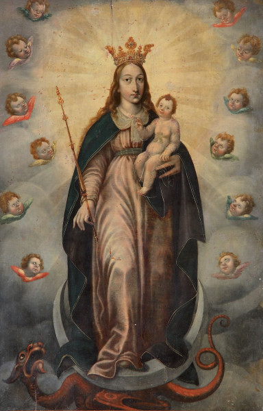Cudowny Obraz Matki Boskiej z sanktuarium Na Pólku pod Bralinem (pochodzacy z Francji, z XVII w., z czasów Kontreformacji).