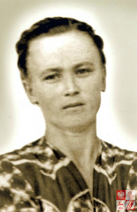 Weronika Sebastianowicz z d. Oleszkiewicz, ps. "Rożyczka", po powrocie z łagru. 1955 r.